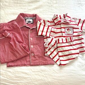 Red and White Kids Christmas Pajama Set